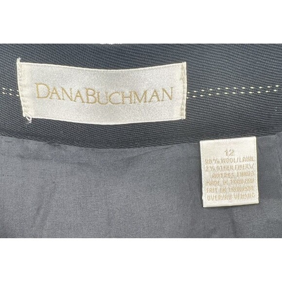 VTG NWT Dana Buchman Wrap Skirt 12 Pinstripe Blue Wool Academia Minimalist - Picture 5 of 10